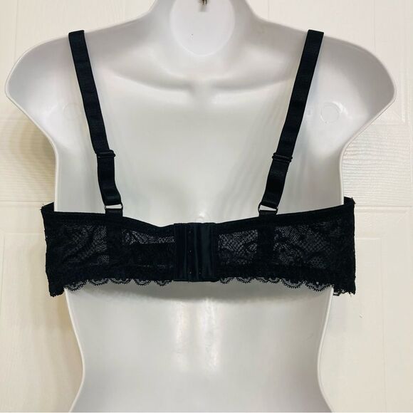 Frederick's Of Hollywood‎ Cynthia Lined Black Lace Balconette Bra Size 34DD NEW - Picture 4 of 13